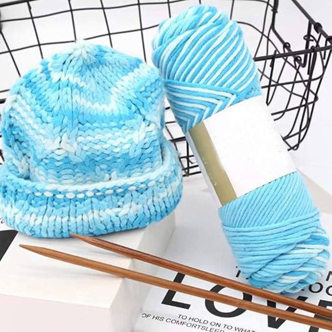Khaki Soft Cotton Crochet Yarn - 1kg/2.2lb Rainbow Gradient DIY Knitting Yarn - Warm & Super Soft for Sweater, Bag, Hat, Scarf - Image 6