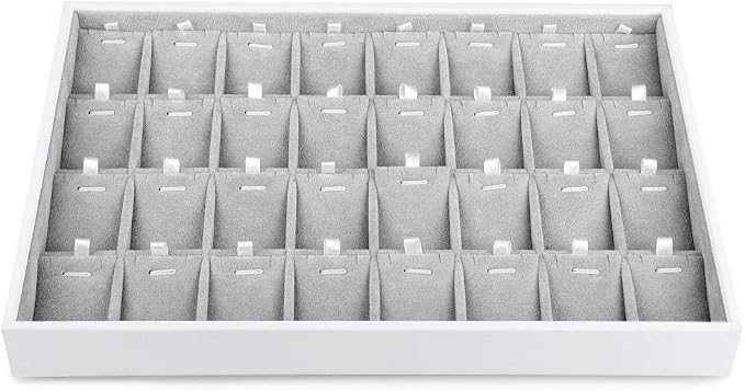 Velvet Jewelry Display Tray 32-grids Necklace Organizer Tray Pendant Necklace Jewelry Earrings Storage Display Tray - Image 4