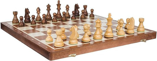 Wooden Tournament Chess Set with Wooden Board and Chess Pieces - Chessmen - European (19" (48cm) - Staunton M)
