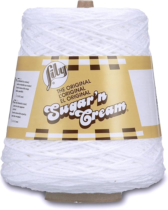 Lily Sugar'n Cream Cone Cotton Yarn for Dishcloths, White | #4 Worsted Yarn, 100% Cotton Cone Yarn for Crochet, Knitting, Dishcloths and Crafts, 674 Yards, 400g/14.11oz, 1-Pack - Image 2