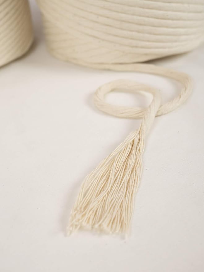 Bulk Macrame Cord | 100% Natural, Unbleached Cotton | Single Twist | Soft | Made in USA (6 mm x 10 lb Cone) - Image 3