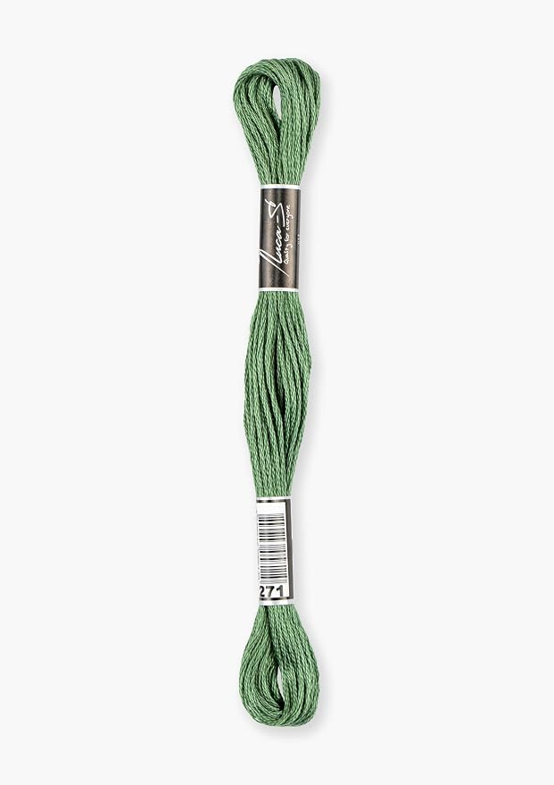 12 Pack of Premium Embroidery Thread Luca-S, 100% Giza Cotton, Oeko TEX Certified Stranded Cotton - 271 / DMC 3362 / Anchor 262 - Image 2