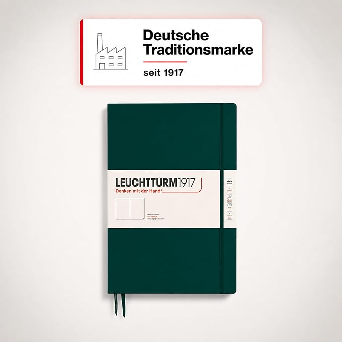 LEUCHTTURM1917 - Notebook Hardcover Master Slim A4+ - 123 Numbered Pages for Writing and Journaling (Forest Green, Plain) - Image 9