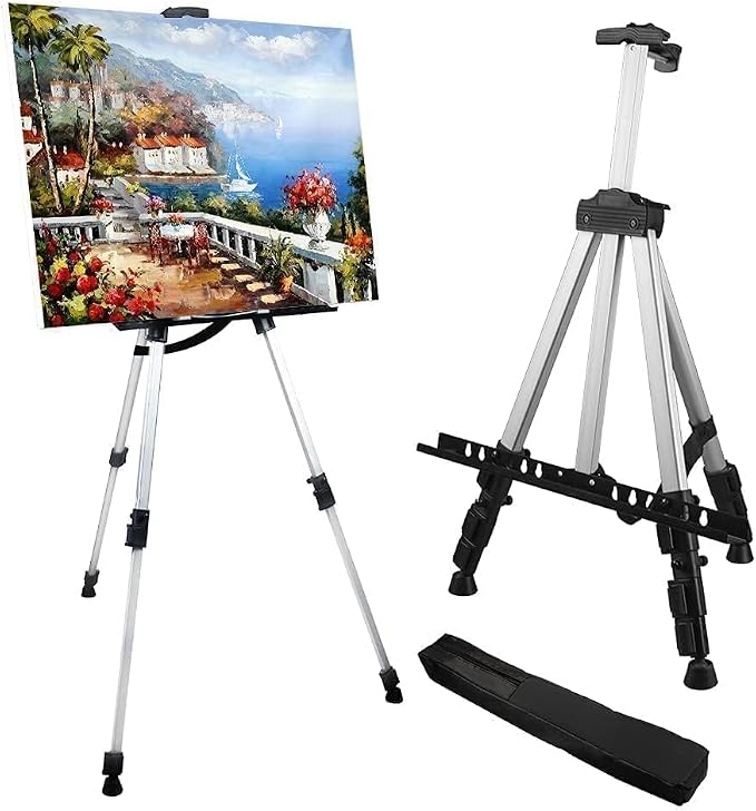RRFTOK Easel Stand for Painting and Sign, Adjustable 17-66 Inch | Portable aluminum tripod art easel for display stand, poster stand, canvas holder, adults, floor use and carry bag by RRFTOK