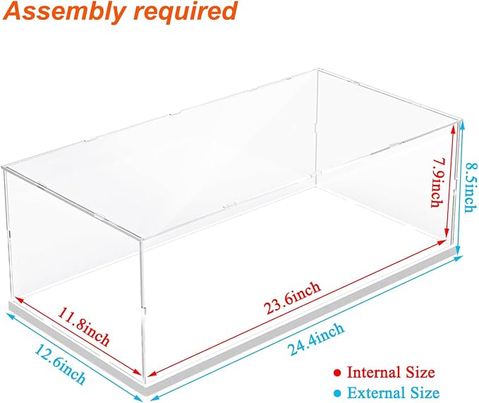 3mm Clear Acrylic Display Case for LEGO McLaren P1 42172 1/8 Model Car | Thickened Transparent Box for 42232 Sadair's Spear 42143 Ferrari SP3 42115 Lamborghini Sián 42156 42096 White 23.6x11.8x7.9in - Image 2