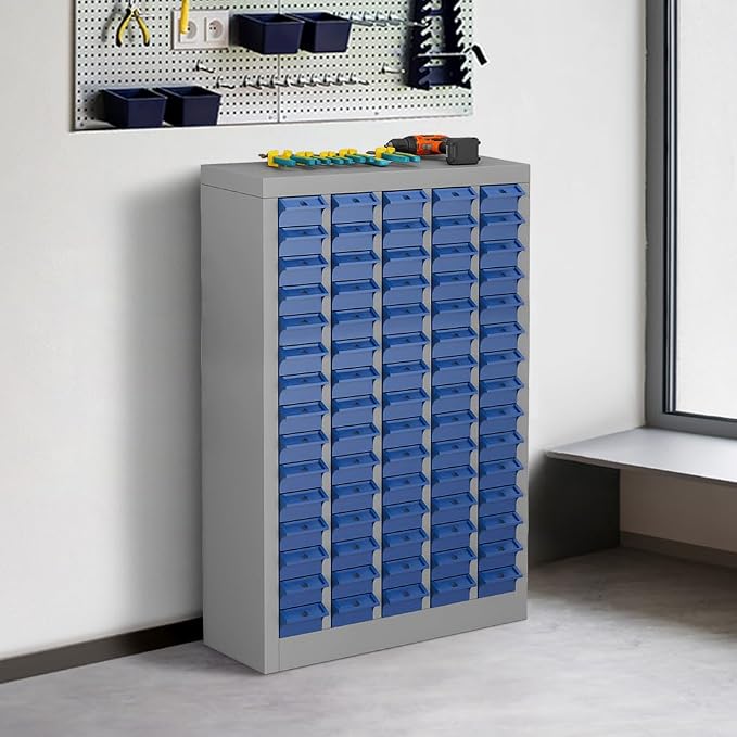 Yeeoy 75 Drawers Parts Cabinet, Nut and Bolt Storage Organizer, Grey | Bolt Bins for Shop, Small Parts Organizer Drawers, Hardware Storage Cabinet, Garage Storage Drawers with Lables - Image 2