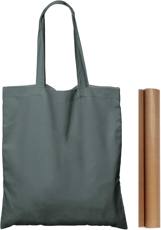 NPBAG 25 Pack 15'' X 16'' Grey Cotton Tote Bags, Lightweight Blank Bulk Cloth bags with 1pc of PTFE Teflon Sheet (M) by NPBAG