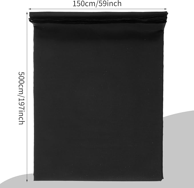 5 Yards Black Cotton Fabric by the Yard Fabrics,59 Inches Wide Medium Weight 100% Natural Cotton Fabrics,Bleached Muslin Fabric for Sewing Clothing Crafts Material - Image 2