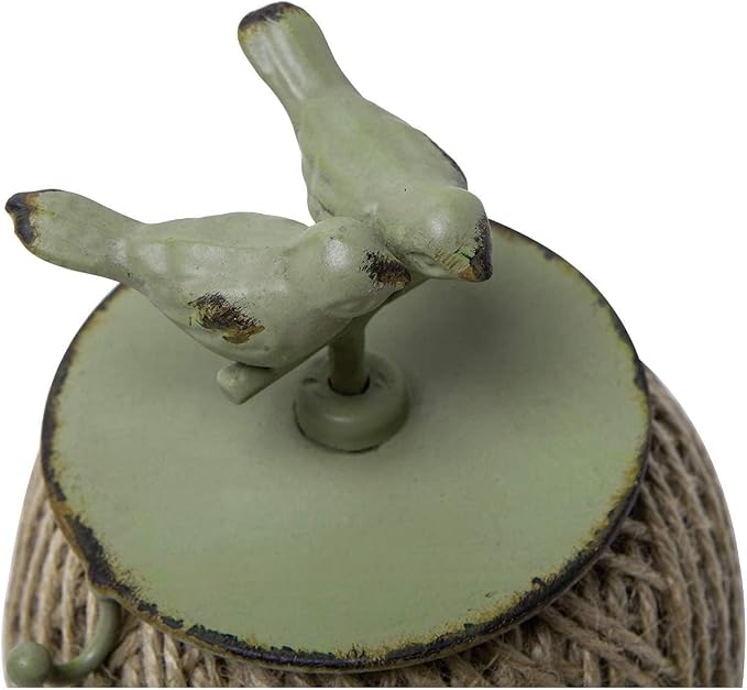 SOFFEE DESIGN Vintage Jute Twine Spool with Scissors Holder Set for Garden Farmhouse Kitchen Antique Twine and Scissors Set Green Birds - Image 7