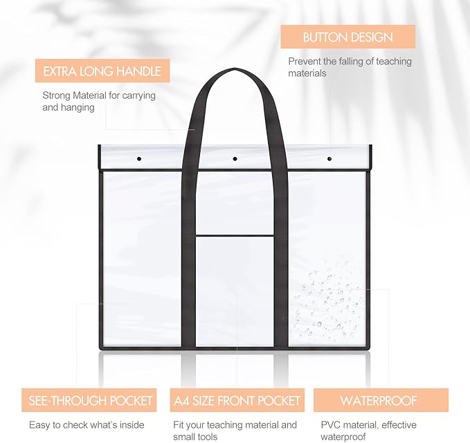 10 Pack Large PVC Poster Storage Bags Bulletin Board Storage Art Portfolio Organizer with Pocket for Classrooms Teachers, 31.5 x 25.2 Inches - Image 5