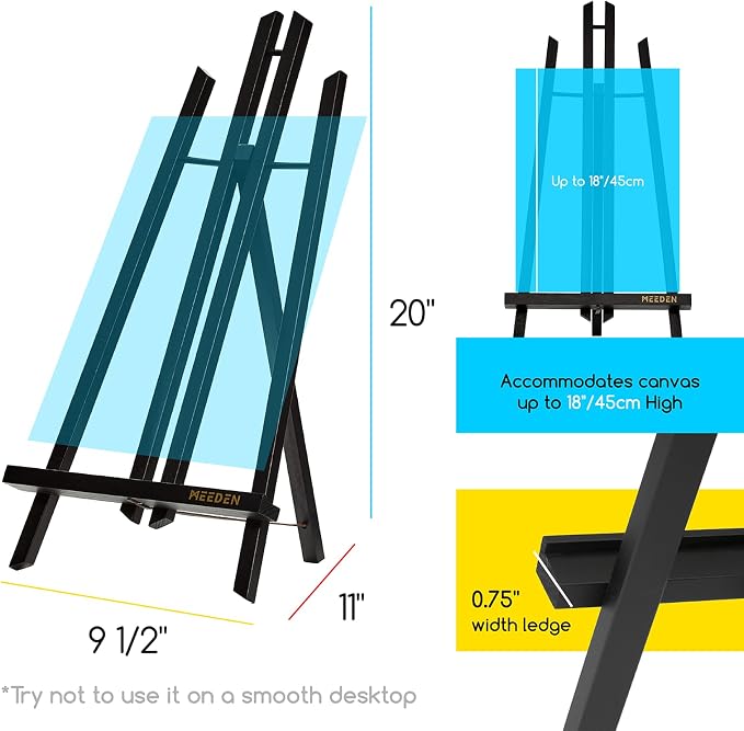 MEEDEN Tabletop Easel Stand for Display: 20" x 12 Pack Pine Wood Table Top Wooden Easel Stand for Sign - Black Mini Painting Easels for Picture Party Classroom - Image 2