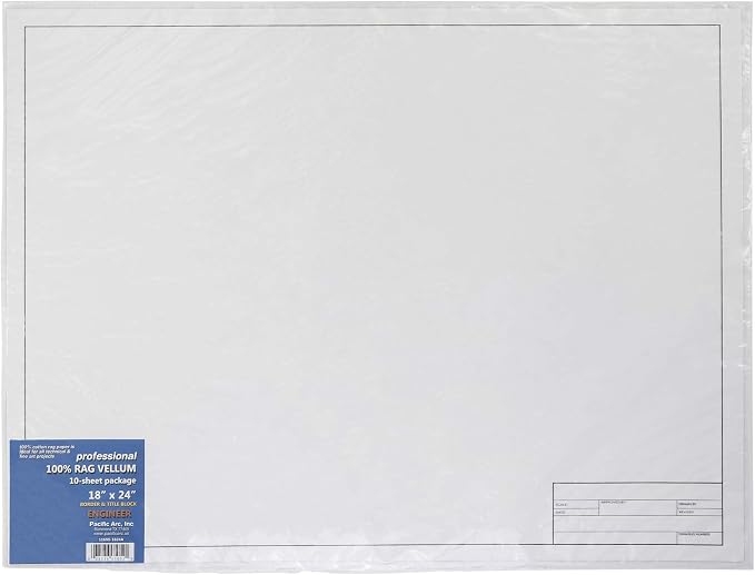 Pacific Arc Drafting Vellum Sheets, 10-Sheets 18 x 24 inches Paper Rag Vellum with Border and Title Block - Image 3