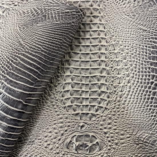 Stone Gray Amazon 3D Embossed Gator Faux Leather Vinyl Fabric - Sold by The Yard - 56" - Image 2
