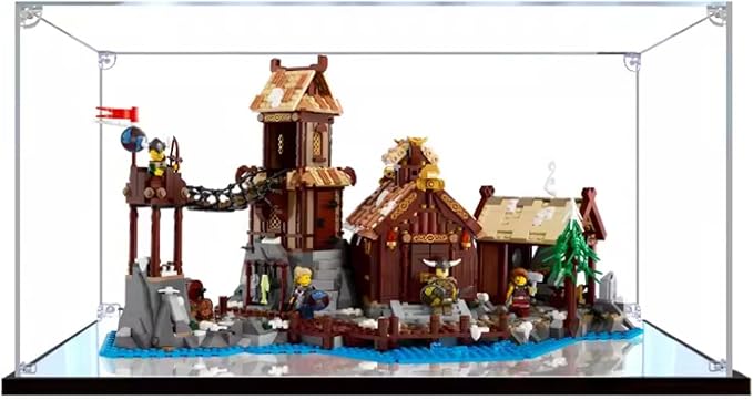 Acrylic Display Case for Brick Model Sets Ideas 21343 - Viking Village, Dustproof Display Box compatible with Brick Model Sets, Model Showcase Gift (3mm T) by HALFS