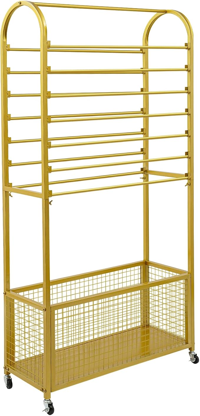 Ribbon Holder Organizer Rack, 15-Layer Ribbon Holder with Wheels | Double-Sided 15-Layer Ribbon Holder with Wheels, Wrapping Paper Ribbon Display Rack Storage Shelf for Craft Room - Image 5