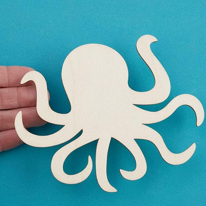 Pack of 24 Unfinished Wood Octopus Cutouts by Factory Direct Craft - Octopus Blank Wooden Sea Coastal Marine Shapes for Crafts (5-1/4" x 4-1/2 ") - Image 4