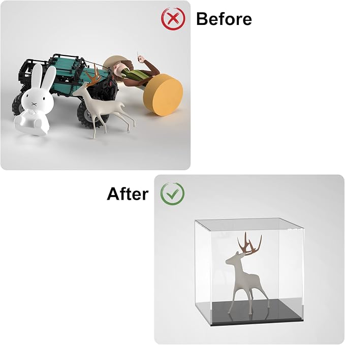 Cliselda Clear Acrylic Display Case with Black Base 4x4x4 inch | Square Acrylic Box Cube Small Storage Containers, Fully Assembled Dustproof Display Box for Collectibles Action Figures - Image 3