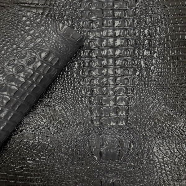 Amazon 3D Embossed Gator Faux Leather Vinyl Fabric - Sold by The Yard - 56" (Dark Charcoal Gray) - Image 2