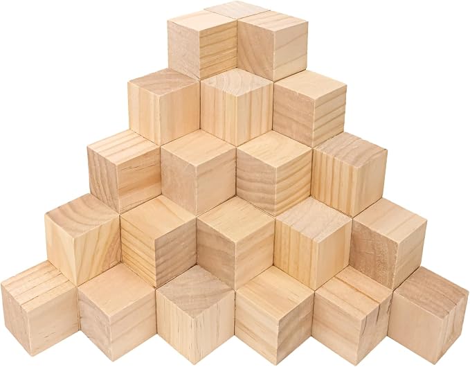 55 PCS Premium 2 Inch Wooden Cubes, Natural Pine Wood Cubes for Crafts, Wood Blocks Ready for Artistic DIY Projects-Unleash Creativity with Blank Wood Blocks by Unknown