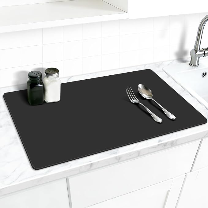 Silicone Mat for Kitchen Counter, 27.5" x 16.5" x 0.08", Black | Heat Resistant, Nonslip, Multipurpose Countertop Protector, Shipped Rolled Up by AECHY
