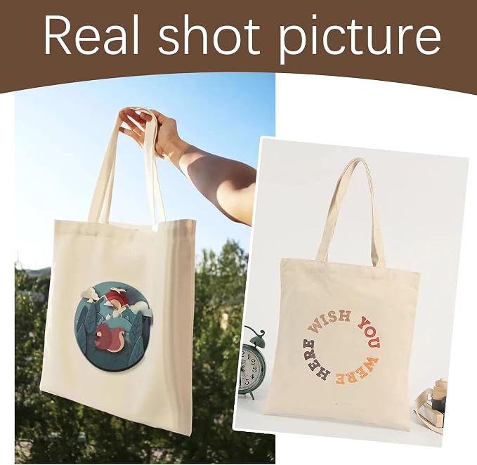 OKBA Sublimation Tote Bags, Canvas Bags Bulk Blank Tote Bags, Reusable Shopping Bags for Decorating DIY Crafting - Image 5
