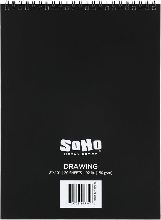 SoHo Urban Artist Softcover Drawing Pad - 8"x10", 36 Pack w/864 Sheets Total - 92 lbs/150gsm, Mixed Media, Dual-Sided, Acid-Free, Wire-Bound, Micro-Perforated, Repeated Erasing & Reworking - Image 2