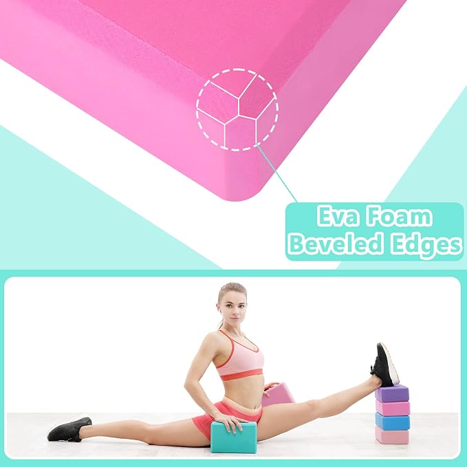 10 Pcs Yoga Blocks Bulk EVA Foam Blocks High Density Foam Brick Yoga Accessories, Improve Strength and Aid Balance and Flexibility, Supportive Soft Non Slip Surface for Pilates (Multicolor) - Image 6