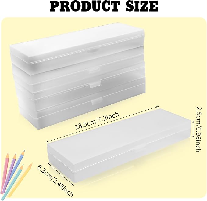 85 Pcs Pencil Boxes Bulk with Hinged Lids Plastic Storage Clear Organization Case with Labels for Cosmetic Small Accessories Storage (7.2 x 2.48 x 0.98 Inch) - Image 2