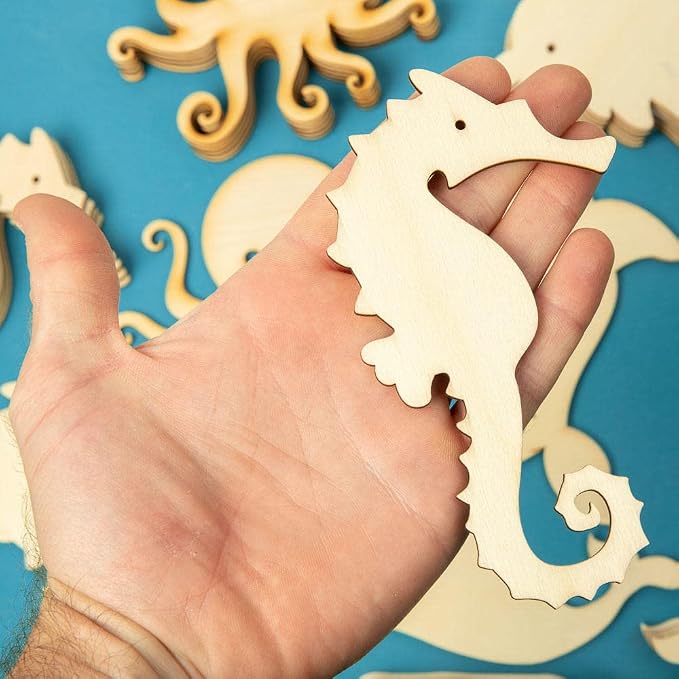 Pack of 24 Unfinished Wood Assorted Sea Creature Cutouts by Factory Direct Craft - Blank Wooden DIY Sea Creature Shapes for Party Crafts and Decorations - Image 4