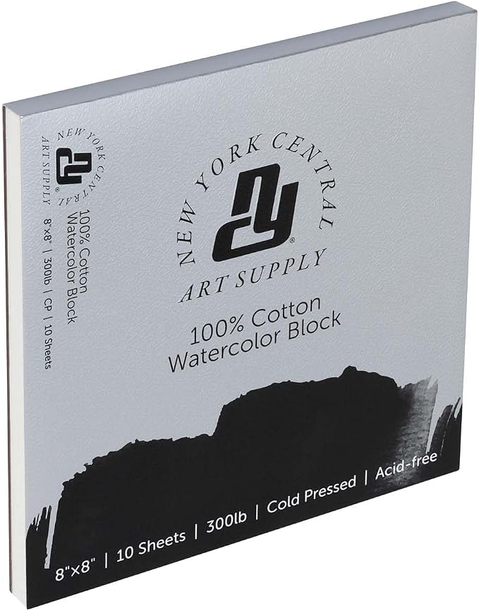 New York Central Watercolor Block, 300lb/640gsm Cold Press, 8"x8" 2 Pack, 20 Sheets Total - Archival Watercolor Paper for Artists, Gelatin Sized, Durable Water Color Paper, Wet and Dry Media - Image 2