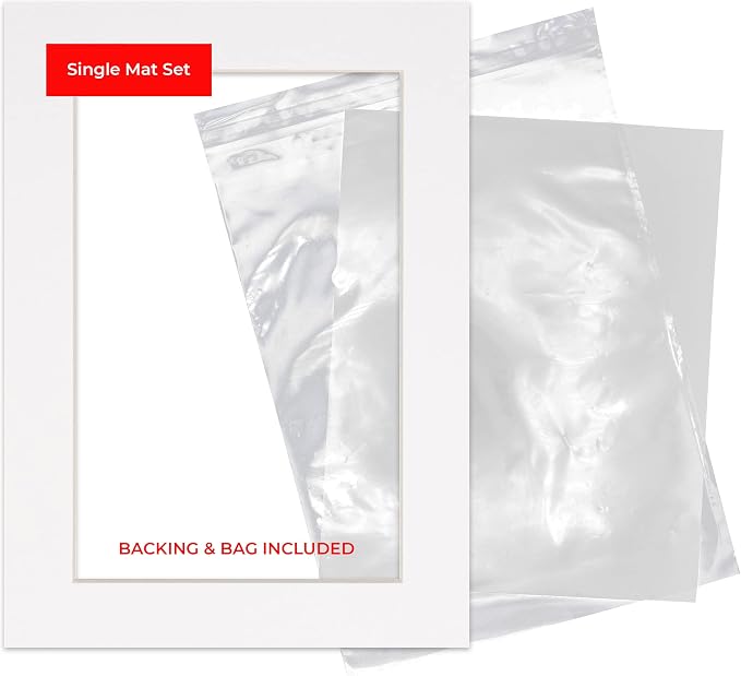 11x14 Mat for 12x16 Frame - Precut Mat Board Acid-Free Show Kit with Backing Board, and Clear Bags White 11x14 Photo Matte Made to Fit a 12x16 Picture Frame Matboard for Framing, Pack of 1 Mat - Image 2