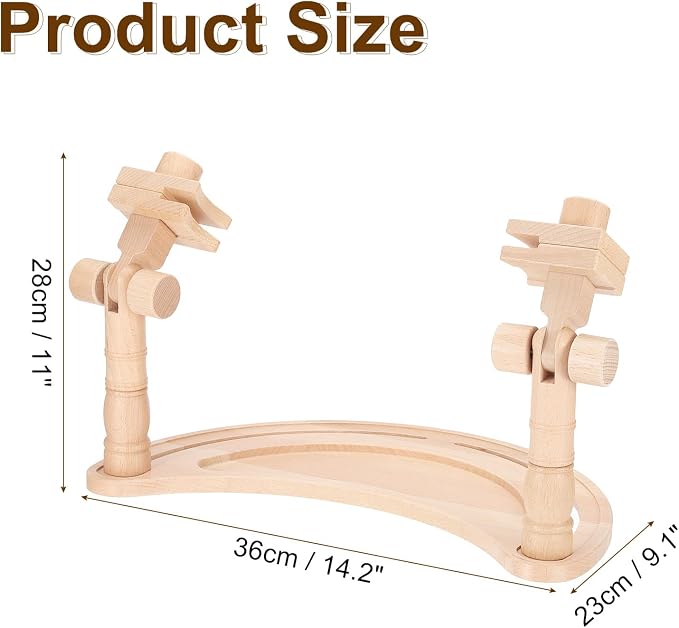 PATIKIL Adjustable Embroidery Hoop Stand Moon Shaped Beech Wood Hands-Free | Cross Stitch Hoop Holder, 360° Rotating, Embroidery Frame Stand, for Sewing Art Craft - Image 2