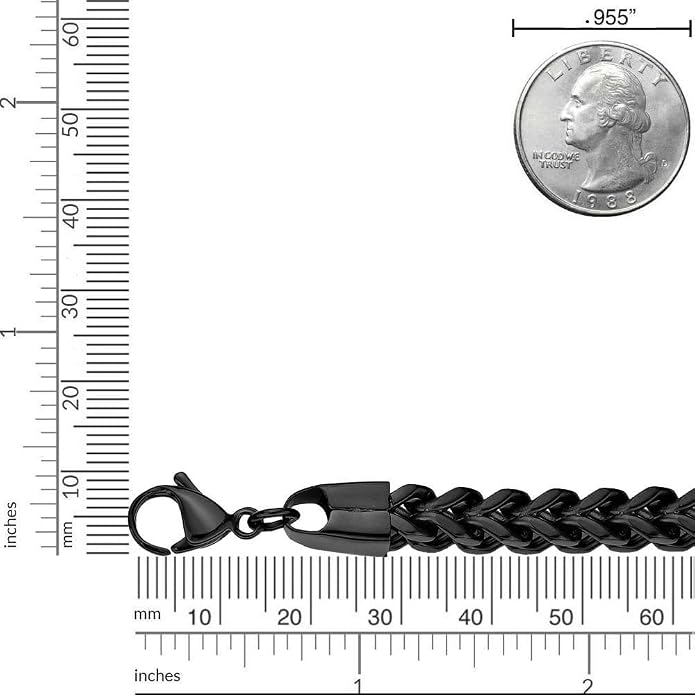 Metro Jewelry Stainless Steel 20 to 30 Inches Long Foxtail Necklace for Men with Black or Yellow Gold Ion Plating 6 mm Thick Chain with Lobster Claw Clasp - Image 5