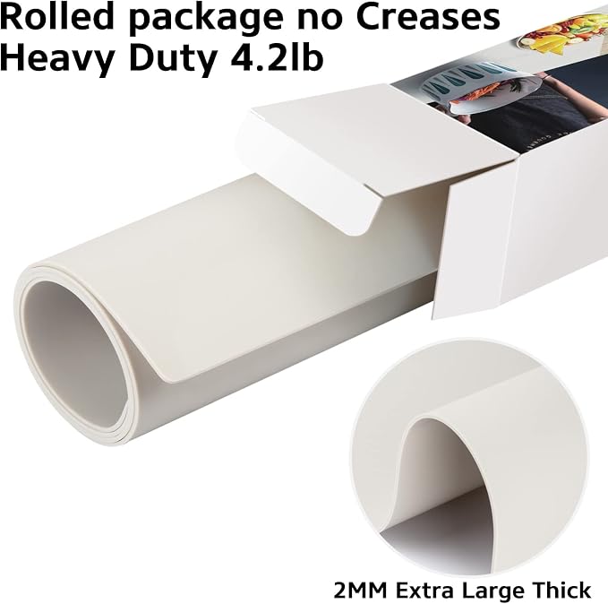 Silicone Mat Heat Resistant Mats for Countertop, Multipurpose Large Silicone Mats for Crafts Kitchen Workbench Size 48x24 inches Thick 2mm,Rolled Package,Beige - Image 3