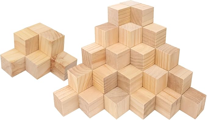64 PCS 2 Inch Wooden Cubes, Natural Pine Wood Cubes for Crafts, 2 x 2 x 2 Wood Blocks Ready for Artistic DIY Projects-Unleash Creativity with Blank Wood Blocks by Geytetqi