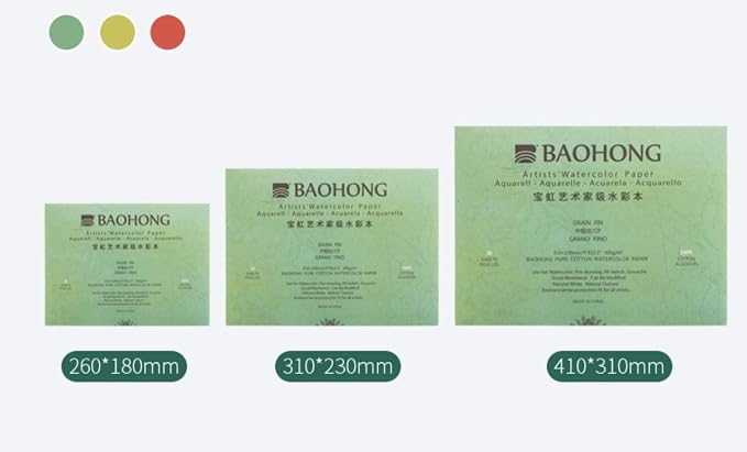 BAOHONG Artists' Watercolor Paper Block (20 Sheets, glued on Four Edges), 100% Cotton, Acid-Free, 140LB/300GSM, Watercolor Art Supplies for Wet, Dry, and Mixed Media Painting (Cold Press 16.2"X12.2") - Image 3
