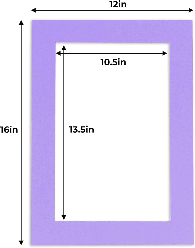 11x14 Mat for 12x16 Frame - Precut Mat Board Acid-Free Show Kit with Backing Board, and Clear Bags Light Purple 11x14 Photo Matte For a 12x16 Picture Frame Matboard for Framing, Pack of 10 Mats - Image 4
