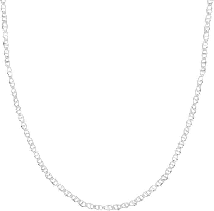 Ritastephens Italian Sterling Silver Mariner Link Chain Anklet, Bracelet, or Necklace (1.8mm, 2.7mm) by Ritastephens