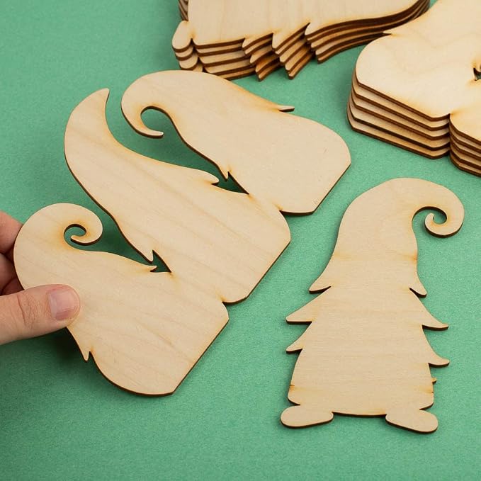 Pack of 12 Unfinished Wood Assorted Gnome Family Cutouts by Factory Direct Craft - Assortment of Blank Wooden Gnome Cutout Shapes for Christmas DIY Craft Projects and Holiday Decorating by FactoryDirectCraft