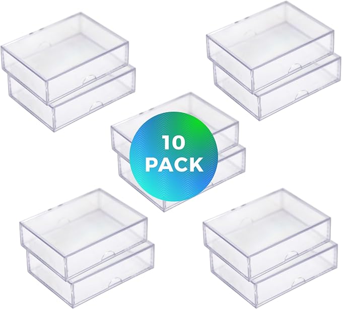 10-Pack Clear Acrylic Card Storage Boxes with Lids – Holds 52 Playing Cards or 50 Standard Trading Cards Each, Stackable Organizer for Sports & TCG Cards (Unsleeved) - Image 2