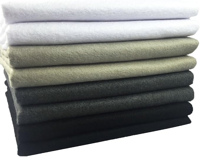 4pcs Thick 1.4mm Soft Felt Fabric Sheet Assorted Color Felt Pack DIY Craft Sewing Squares Nonwoven Patchwork (92x90cm Black & White) - Image 3