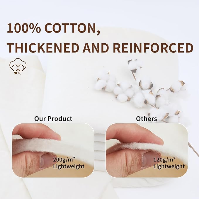 TQNSIE 100% Natural Cotton Batting for Quilting 90-Inch x 96-Inch | 200GSM Lightweight Batting Fabric,All Season Quilt Batting Queen Size, Craft and Wearable Arts | 200GSM Lightweight Batting Fabric,All Season Quilt Batting Queen Size, Craft and Wearab... - Image 7