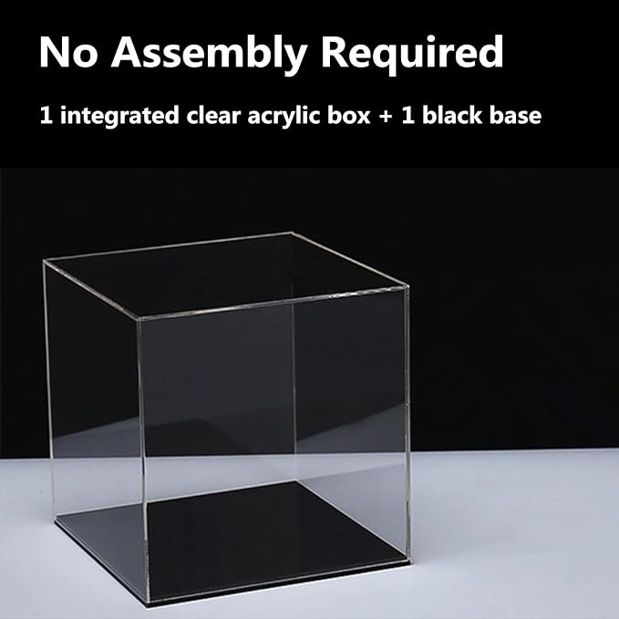 Cliselda Clear Acrylic Display Case with Black Base 4x4x4 inch | Square Acrylic Box Cube Small Storage Containers, Fully Assembled Dustproof Display Box for Collectibles Action Figures - Image 4
