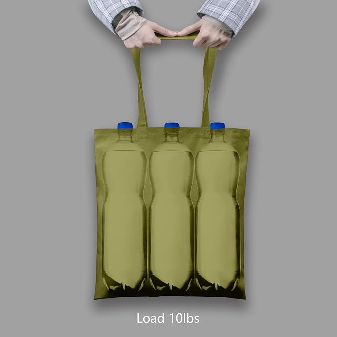 TOPDesign 12-Pack Economical 16"x15" Olive Green Cotton Tote Bags, Lightweight Medium Reusable Grocery Shopping Cloth Bags, Suitable for DIY, Advertising, Promotion, Gift, Activity - Image 6