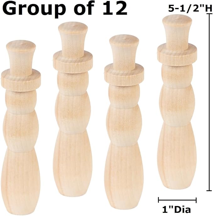 Group of 12 Unfinished Wood Snowmen by Factory Direct Craft - Blank Wooden Christmas Peg Dolls for Crafting and Creating 5-1/2 Inches H - Image 2