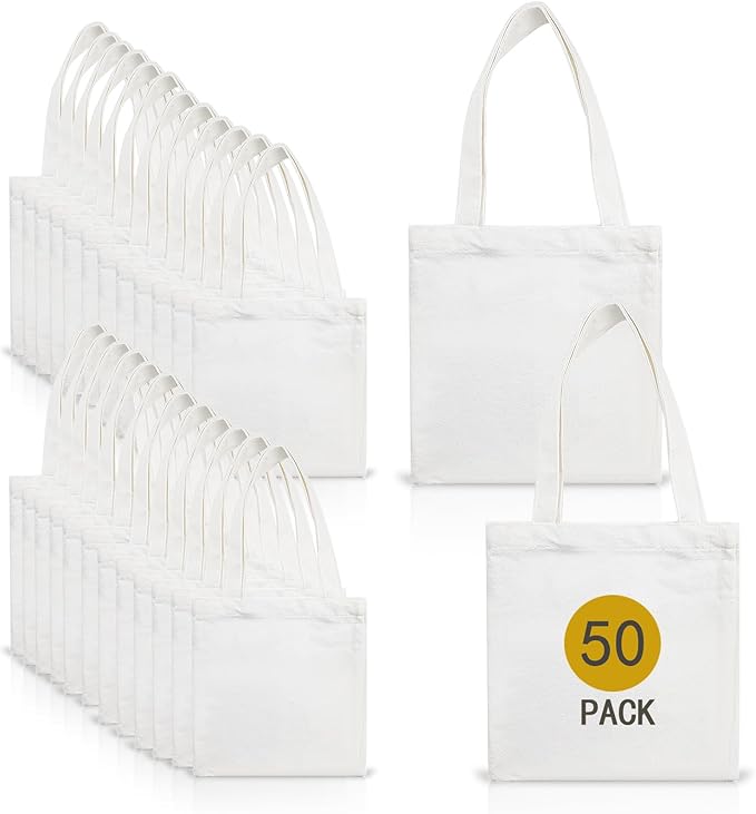 OKBA 8X7.5 Inch Sublimation mini tote bags,Blank Canvas Tote Bags Reusable Grocery Bags, small bags for kids DIY by OKBA