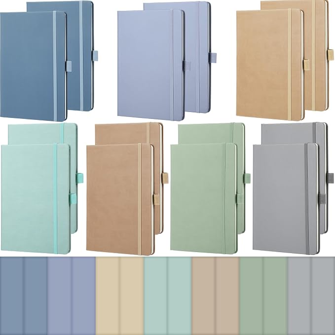 Laumoi 14 Pack Hardcover Lined Journal Notebooks Bulk,Classic Color,A5 | PU Leather Journaling, Wide Ruled, with Pen Holder, for Office Business Work Writing by Unknown