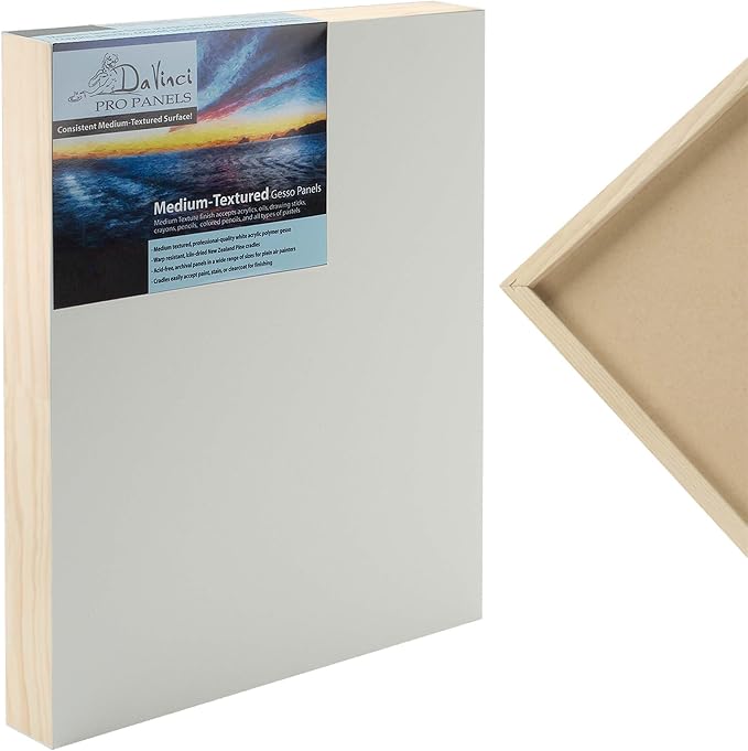 Da Vinci Pro Medium Textured Gesso Panel - Set of 4-30X40-2" Depth Wood Panels for Painting - Accepts Mediums Like Canvas - for Oils, Acrylics, Mixed Media, Pastels & Drawing Sticks by Jerry%27s+Artarama