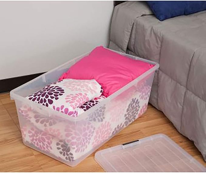 IRIS USA 91 Qt Stackable Storage Bins with Lids, Clear | Clear design makes contents easy to identify while organizing closets, bedrooms and storage rooms, Stackable and nestable - Image 5