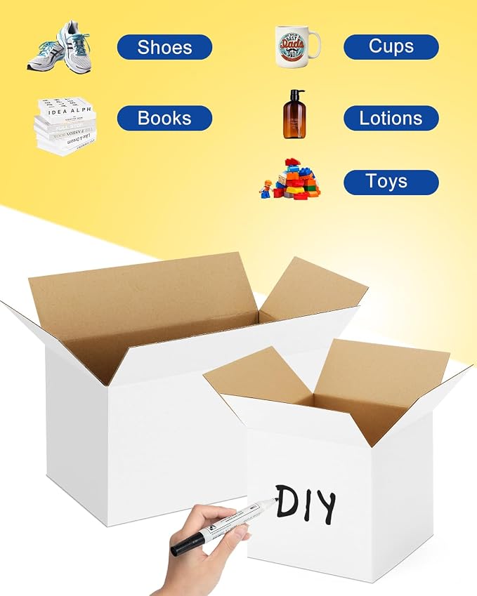 Assorted-Sizes-Shipping-Boxes-40-Pack: 8x6x4 & 9x6x4 & 10x7x5 & 11x6x6 Small-Shipping-Boxes-Mailers, White Corrugated-Cardboard-Boxes-for-Packing-Small-Business Mailing - Image 6